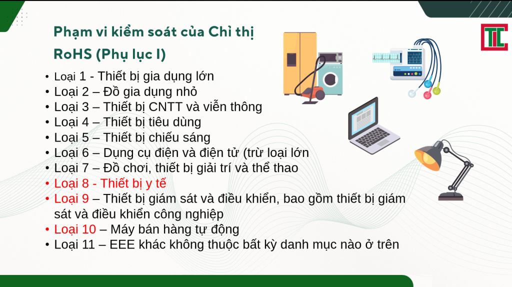 Phạm vi áp dụng của tiêu chuẩn RoHS